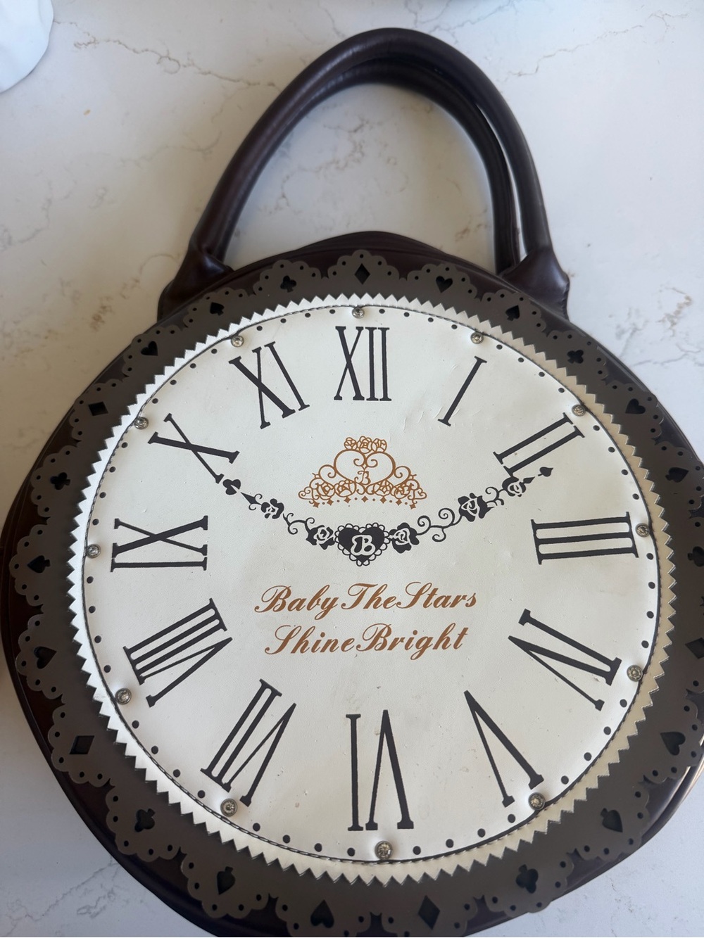 Brown & Cream Clock Face Handbag